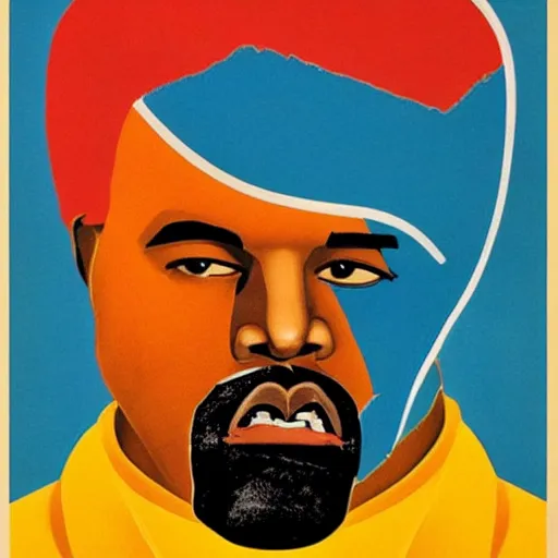 Image similar to a soviet equality propaganda poster of kanye west