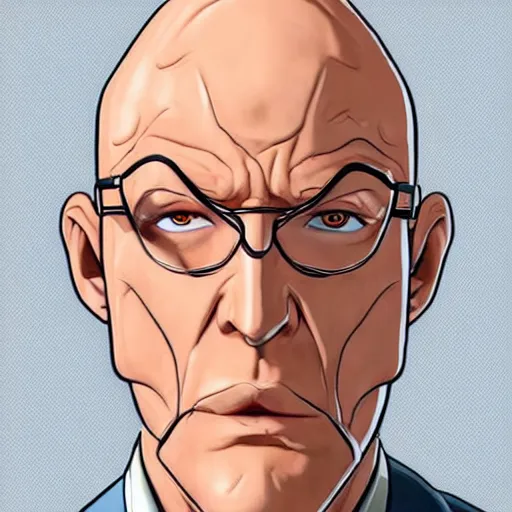 Image similar to A middle-aged Dr. Venture in real life with a hooked nose, a long gaunt face and skinny body and neck, very thin and bald, realistic, very realistic, hyperrealistic, highly detailed, very detailed, extremely detailed, detailed, digital art, oil painting, trending on artstation, headshot and bodyshot, detailed face, very detailed face, extremely detailed face, HD Quality, 8k resolution, very very detailed face, real life