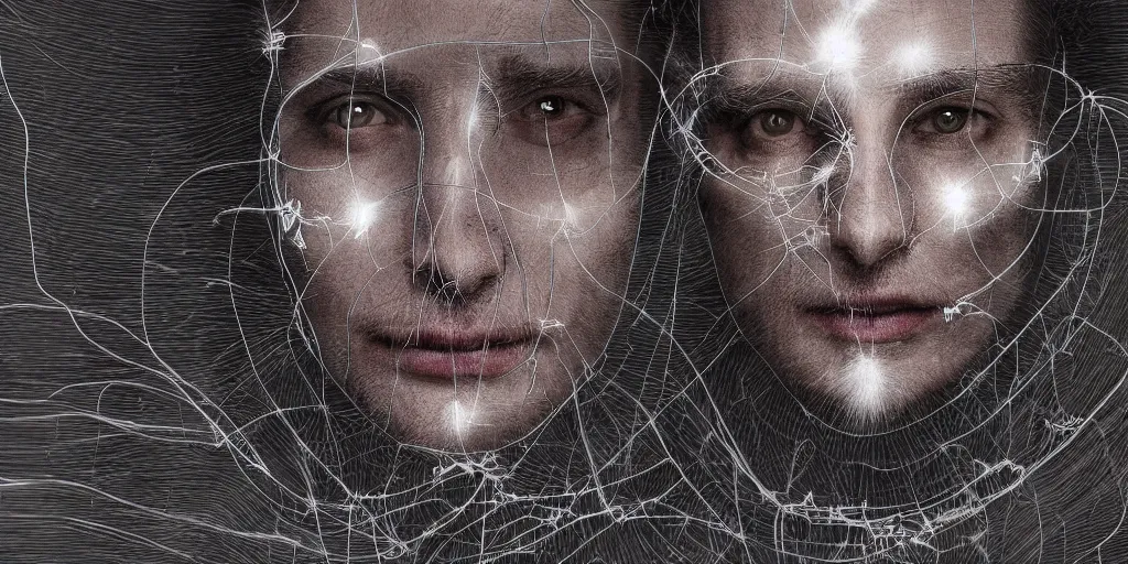 Image similar to x rays of a face transplant with a lot of wires , photorealistic,by Wlop,4k resolution