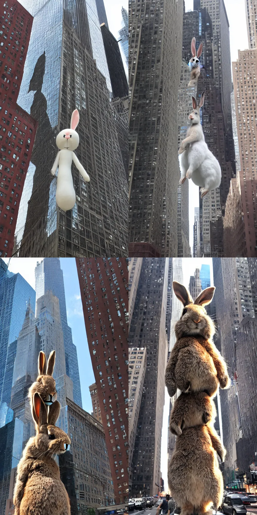 Image similar to a very very very very very very tall rabbit in new york city