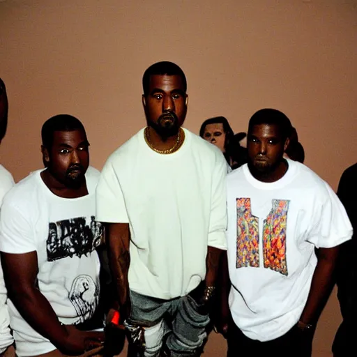 Prompt: kanye west studio session photos from 2004