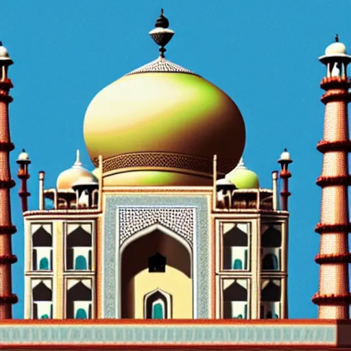 Image similar to a reconstruction of the cheese taj mahal made ot of cheese
