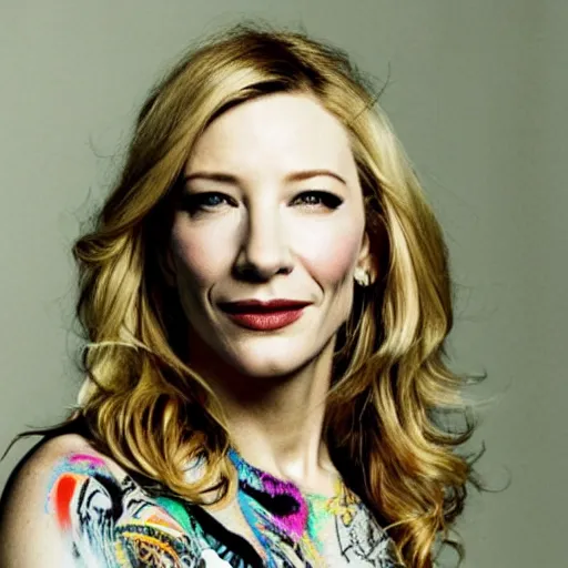 Image similar to grafitti of cate blanchett