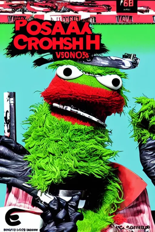 Prompt: “ oscar the grouch on the cover of persona 5 ”