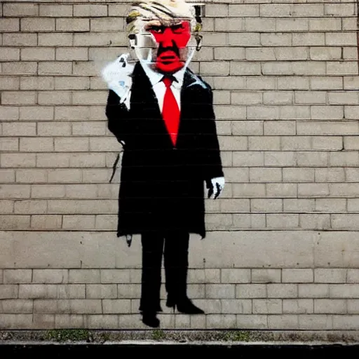 Image similar to donald trump by banksy, wall art, banksy,