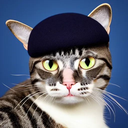 Image similar to a cat wearing a beret