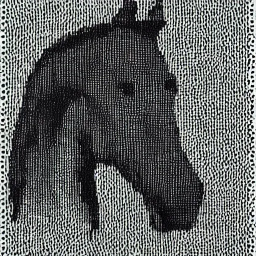 Image similar to horse, drawn with dots, art, minimalist, simple,