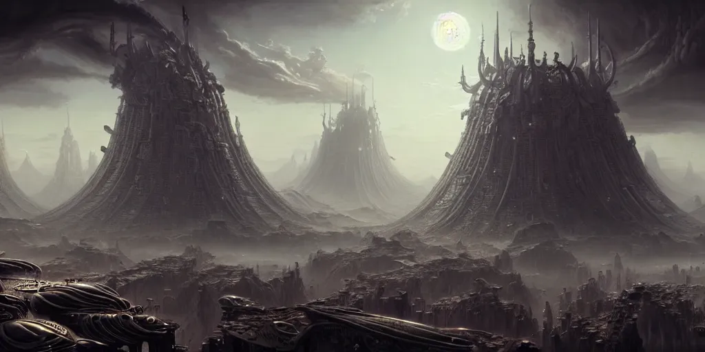 Prompt: a beautiful and insanely detailed matte painting of an advanced sprawling futuristic warrior civilization with surreal architecture designed by akihiko yoshida!, whimsical!!, epic scale, intricate details, sense of awe, elite, fantasy realism, complex layered composition!!