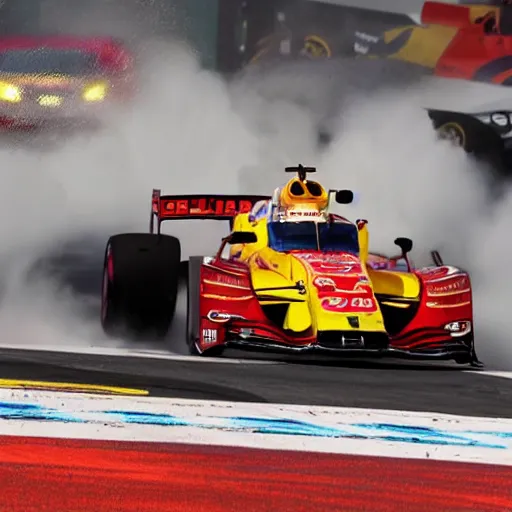 Prompt: drunk carlos sainz in fire