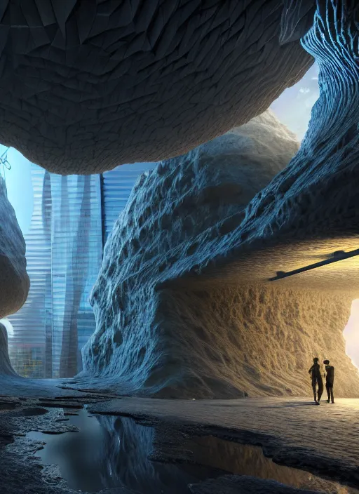 Prompt: hyperrealism, detailed textures, photorealistic 3 d, an massive scale cave with a mini futuristic city, a central perfect large glass sphere, in the style of sahm, ultra realistic, ultra high pixel detail, cinematic, intricate, cinematic light, concept art, illustration, art station, unreal engine 8 k