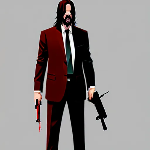 Image similar to john wick, hotline miami art style, by wlop