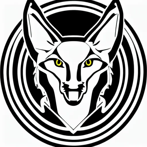 Image similar to futuristic minimalistic stylised logo of a lynx head, symmetrical, white with black background, elite dangerous, cyberpunk, smooth vector image