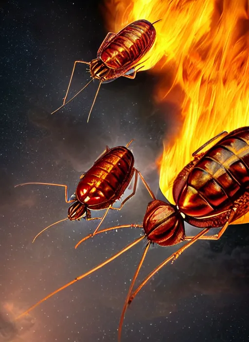 realistic detailed photo of a cockroaches on fire in Stable Diffusion