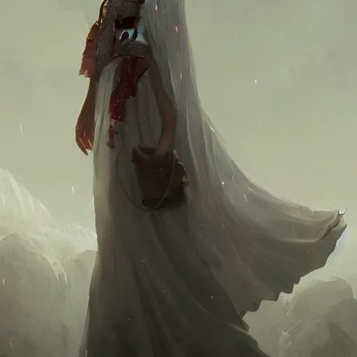 Image similar to zeus wearing an islamic women clothes by greg rutkowski