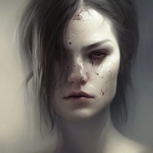 Prompt: portrait of a woman, sad, cry, gloomy, bloody, intricate, elegant, highly detailed, digital painting, artstation, concept art, matte, sharp focus, illustration, octane render, unreal engine, art by aenaluck and roberto ferri and greg rutkowski, epic fantasy, digital painting