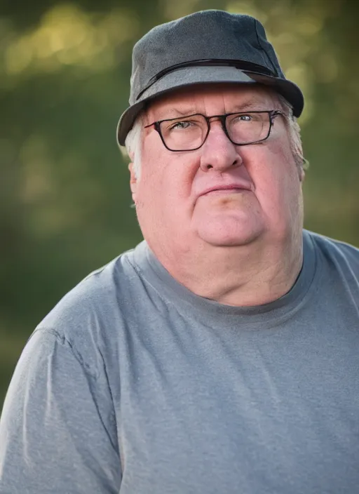 Image similar to portrait photo still of real life peter griffen, 8 k, 8 5 mm, f. 1 4