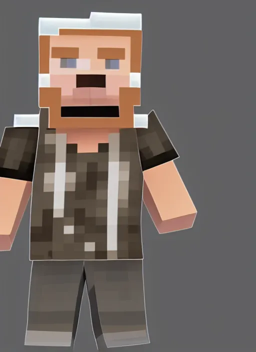 Prompt: 7 0 year old short fat man with gray hair in minecraft