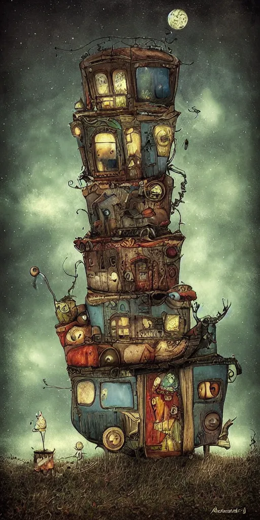 Prompt: a caravan by alexander jansson