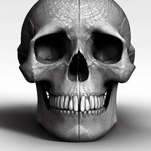 Image similar to human skull design with ornaments, 3 d sculpt