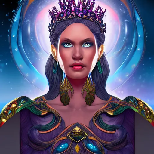 Image similar to queen of the universe, fantasy portrait illustration, artstation, digital art