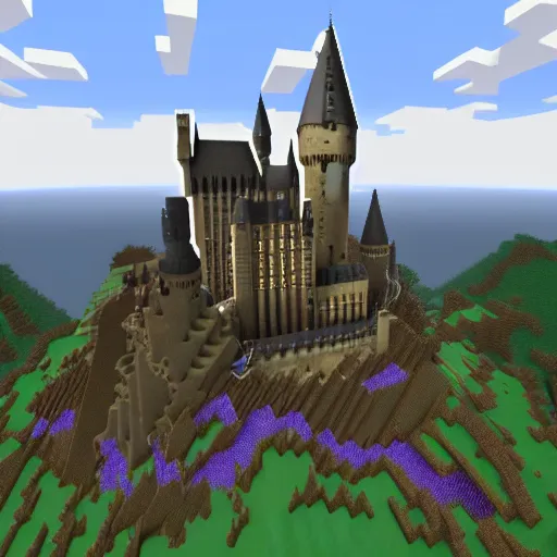 Prompt: Hogwarts castle, trending Minecraft build