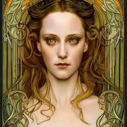 Prompt: an art nouveau painting in the style of donato giancola, and in the style of charlie bowater, and in the style of claudio errico. symmetry, smooth, sharp focus, semi - realism, intricate detail.