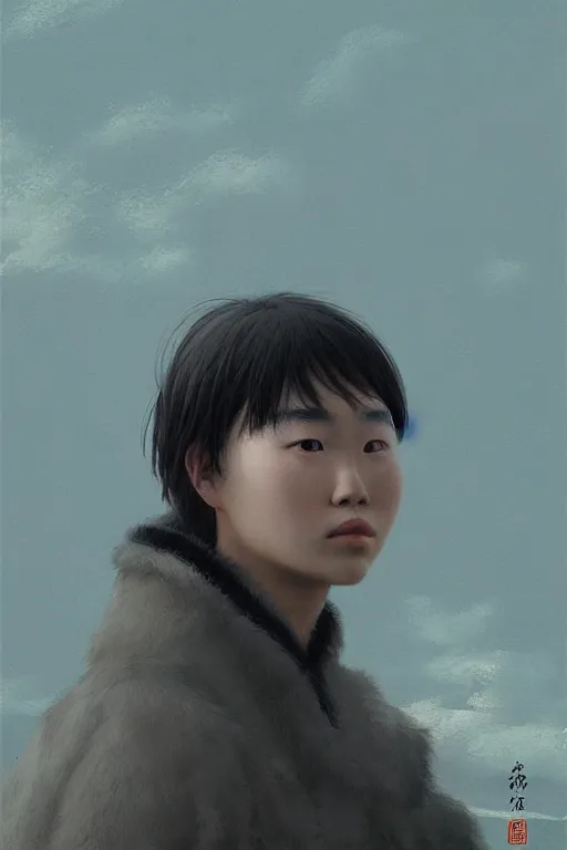 Prompt: “a portrait of a character in a scenic environment by Bo Feng Lin”