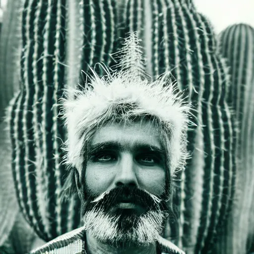 Image similar to cactus grown on man's face instead of beards, 5 0 mm