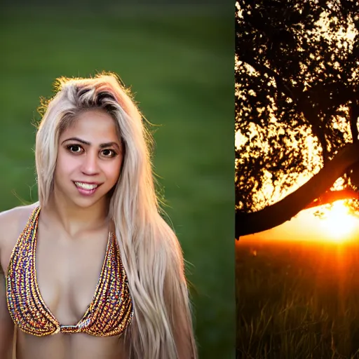 Image similar to a portrait of shakira, sunrise lighting, f 2. 8,