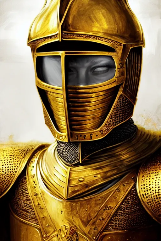 Prompt: hyper-realistic portrait of the King of sand and gold, medieval knight in Golden armour, bright environment, wood throne, white castle interior, photo realistic, beautiful, D&D, fantasy, intricate, cinematic lighting, highly detailed, digital painting, artstation, concept art, smooth, photorealistic, cinematic wallpaper, art by Artgerm and Greg Rutkowski and Alphonse Mucha