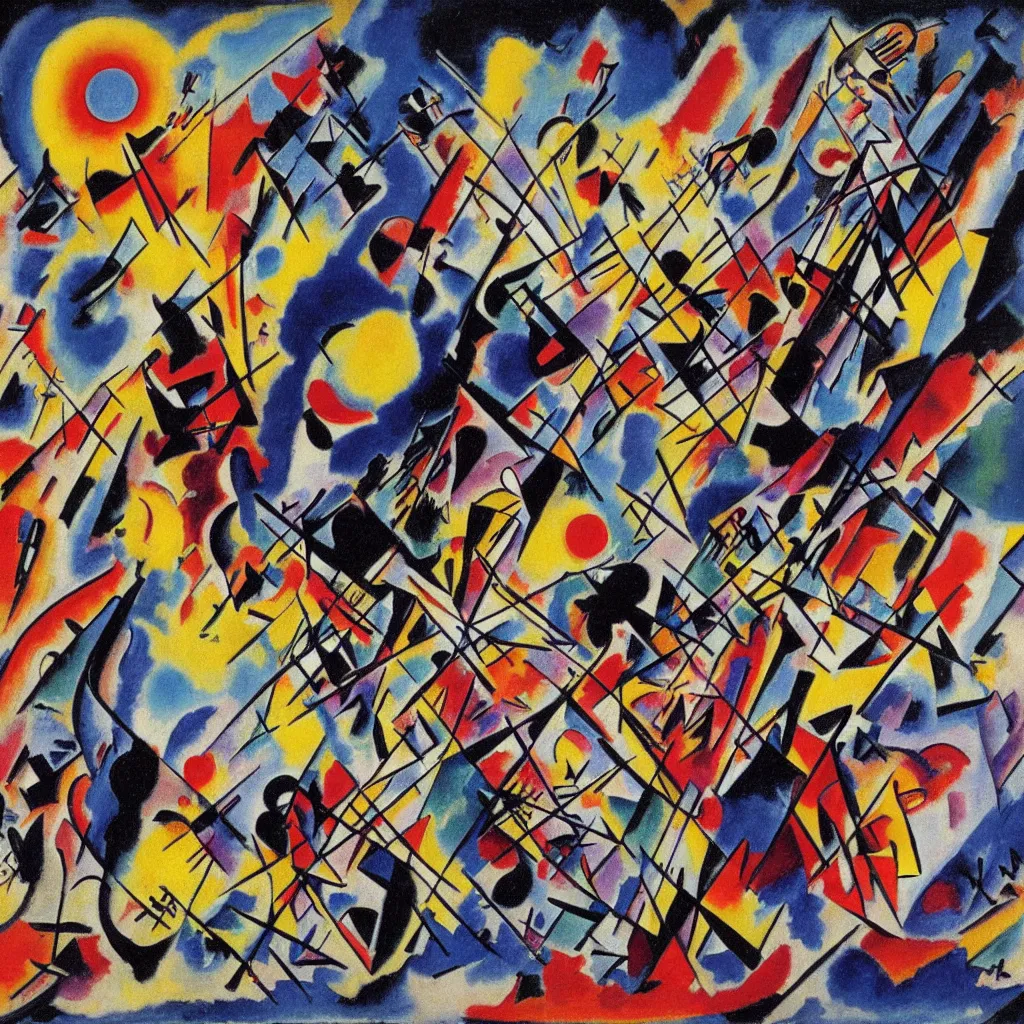 Image similar to kandinsky painting of hell