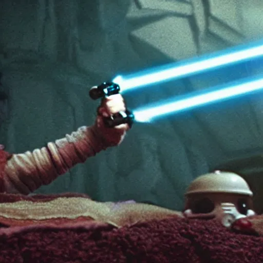 Image similar to a film still of mogwai as a jedi in star wars realistic, detailed