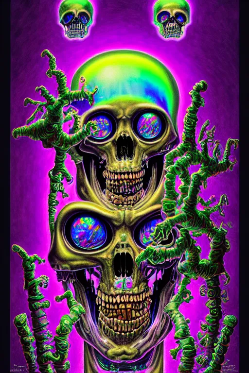 Prompt: a detailed photorealistic image of an ornate transparent glass isometric iridescent blacklight nightmare zombie horror machine electronic chemistry satellite synthesis engine by johfra bosschart, lisa frank, dark fantasy art, high detail, trending on artstation