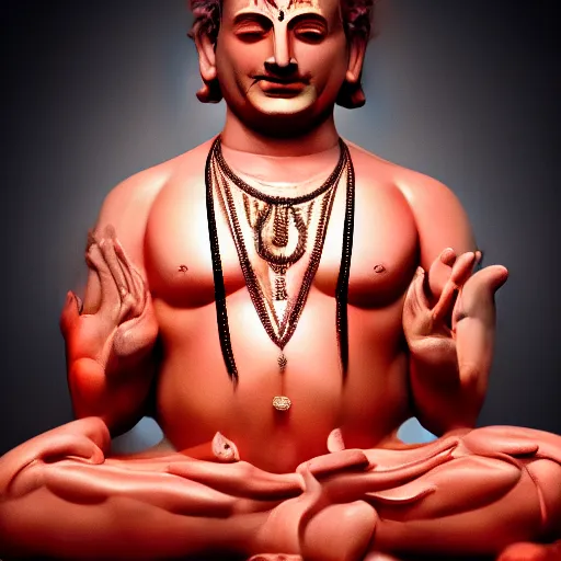 Image similar to Steve Carell meditate as a Hindu god who has four arms