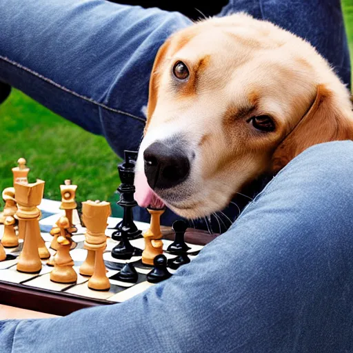 Dog Playing Chess