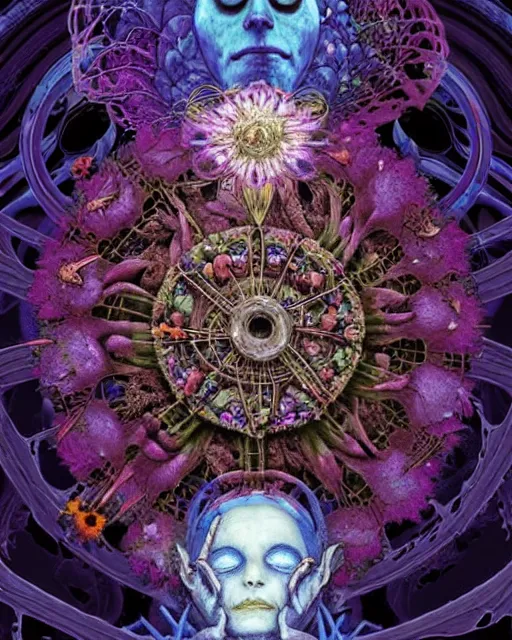 Image similar to the platonic ideal of flowers, rotting, insects and praying of cletus kasady carnage thanos nazgul wild hunt doctor manhattan chtulu mandelbulb howl's moving castle mandala davinci heavy rain, d & d, fantasy, ego death, decay, dmt, psilocybin, art by artgerm and greg rutkowski and alphonse mucha