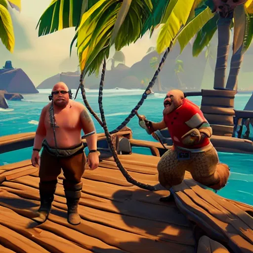 Image similar to in-game screenshot of Danny Devito in Sea of Thieves (2018)