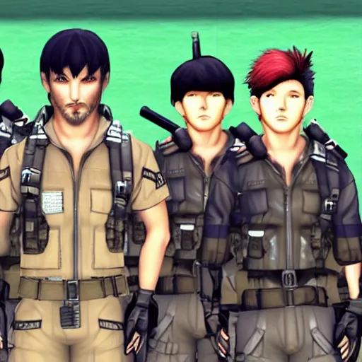 Image similar to Jetstream Sam from Metal Gear, he is standing next to Omori, Jetstream Sam and Omori standing next to each other