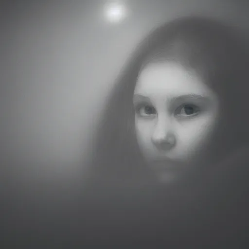 Image similar to face of a young girl in the moon light, ambient lighting, moody, emotive