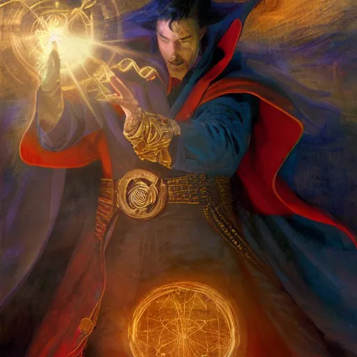 Image similar to bernie sanders as doctor strange, radiant light, caustics, heroic, bright iridescent light, by gaston bussiere, bayard wu, greg rutkowski, maxim verehin