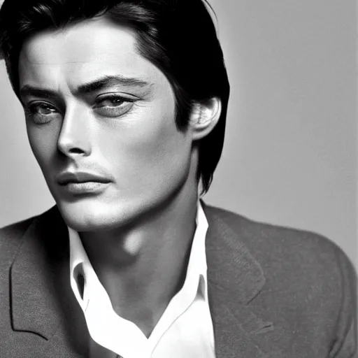 Image similar to alain delon god perfect face coherent by kezie demessance