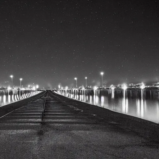 Prompt: A photography of nothingness at night after the war between humans and AIs by hasior