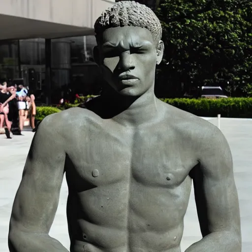 Prompt: stone statue of chris brown