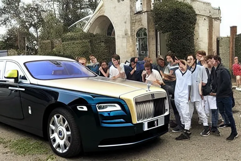 Image similar to stoned teenagers decided to drown Rolls-Royce