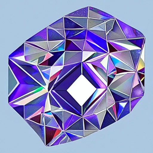 Prompt: A diamond made of bismuth