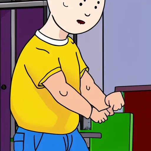 Prompt: caillou arrested for theft, illustration,