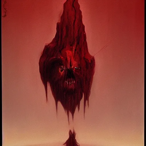 Prompt: Zdzisław Beksiński painting of an evil gnome