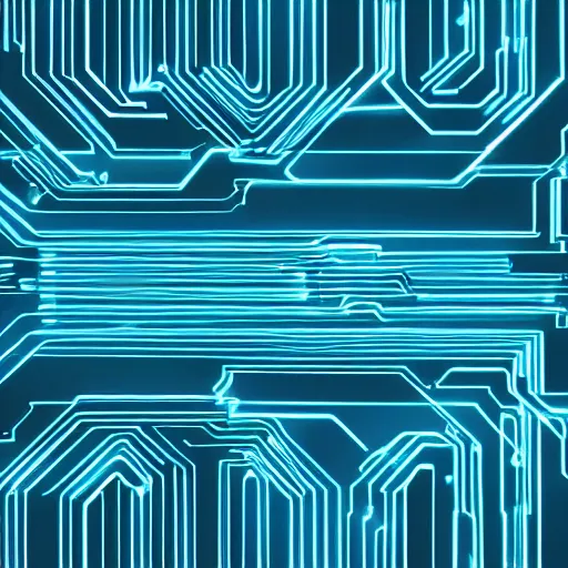 Prompt: a wallpaper of glowing blue circuits, dark board, high quality, 4k, award-winning, straight lines