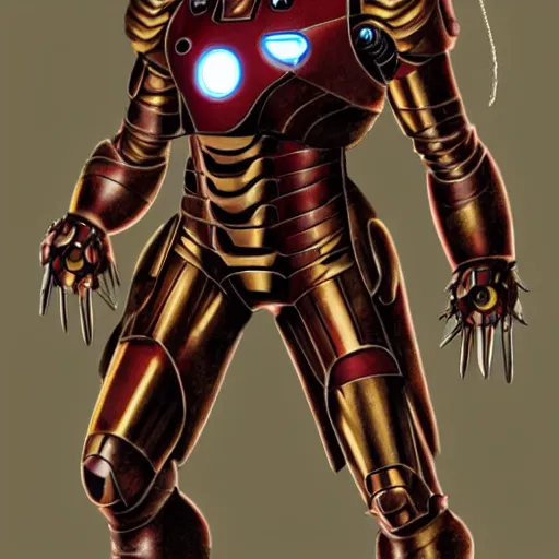 Prompt: steampunk iron man, concept art