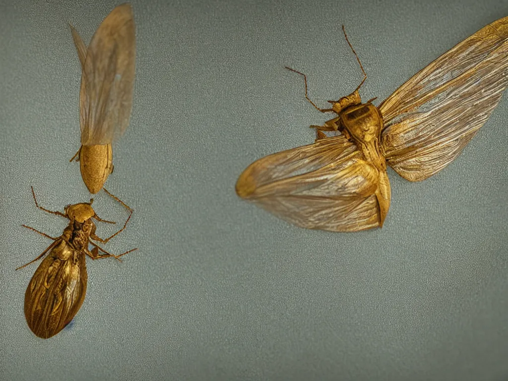 Prompt: close - up macro shot of a beautiful insect, moth. insect eyes. complementary color scheme. subsurface scattering, translucency, backlit, diffused, smooth. studio photography high quality highly detailed award winning photograph by national geographic, by slim aarons. ( sculpture by antonio canova )